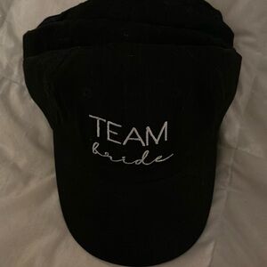 Four “TEAM bride” black hats